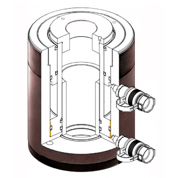 Домкрат гидравлический с полым поршнем - схема